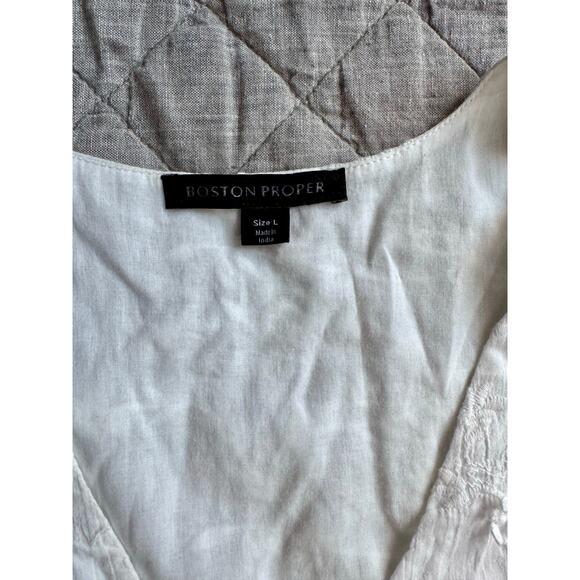 Boston Proper New White Lace Tiered Maxi Dress Large Flower Applicates - Picture 4 of 8